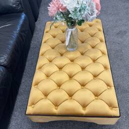 Handmade Chesterfield Velvet Footstool Curved Ottoman Coffee Table - thumbnail 3