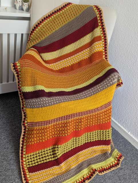 Autumn Stitch Crochet Blanket, Handmade Autumn Throw, Unique Random Afghan, 41x70 Inch Sofa Cosy Fall Home Decor - image 1