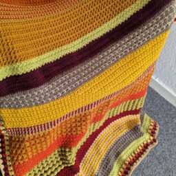 Autumn Stitch Crochet Blanket, Handmade Autumn Throw, Unique Random Afghan, 41x70 Inch Sofa Cosy Fall Home Decor - thumbnail 4