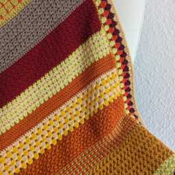 Autumn Stitch Crochet Blanket, Handmade Autumn Throw, Unique Random Afghan, 41x70 Inch Sofa Cosy Fall Home Decor - thumbnail 3