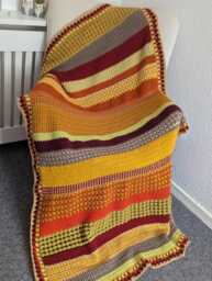 Autumn Stitch Crochet Blanket, Handmade Autumn Throw, Unique Random Afghan, 41x70 Inch Sofa Cosy Fall Home Decor - thumbnail 1