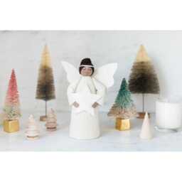 White Star Angel Tree Topper - Brown, Hand Felted Christmas Accessory, Handmade Festive Holiday Decor - thumbnail 3