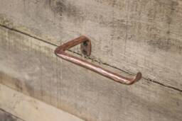 Solid Copper Hand Forged Toilet Paper Holder Hammered Rustic Cabin Farmhouse Style Steampunk - thumbnail 1