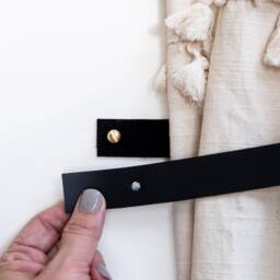 Leather Curtain Tieback Holdback Gold Modern Window Treatments 3rd Anniversary Gift Rustic Decor Boho Living Room Loop - thumbnail 4
