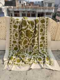 Traditional Cotton Suzani Quilt - Hand-stitched Embroidery, Vibrant Folk Textile, Decorative Boho Bedding - thumbnail 1