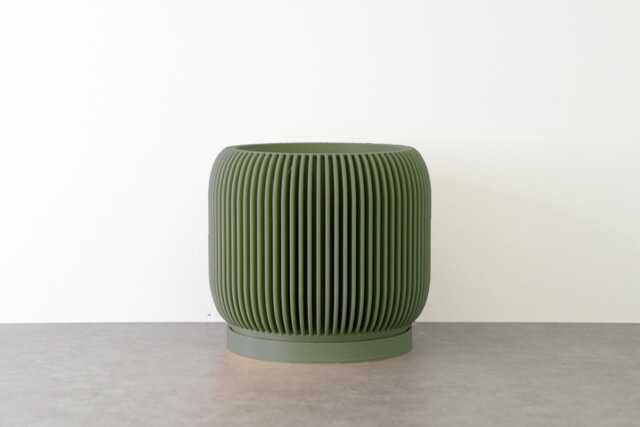 "Ribbed Modern Planter With Drainage in Army Green, Unique 3D-Printed Plant Pot, Small To Large Sizes 4"" 5"" 6"" 7"" 8" - image 1