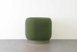 "Ribbed Modern Planter With Drainage in Army Green, Unique 3D-Printed Plant Pot, Small To Large Sizes 4"" 5"" 6"" 7"" 8" - thumbnail 1