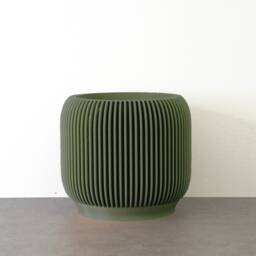 "Ribbed Modern Planter With Drainage in Army Green, Unique 3D-Printed Plant Pot, Small To Large Sizes 4"" 5"" 6"" 7"" 8" - thumbnail 2