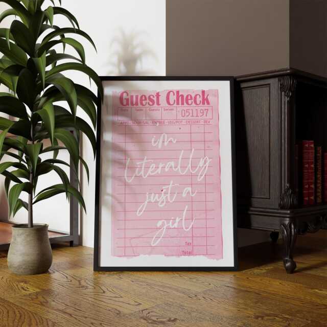 Literally Just A Girl - 04 Trendy Coquette Aesthetic Print, Feminine Pastel Decor, Preppy Home Soft Girl, Funny Girly Quote Wall Art - image 1