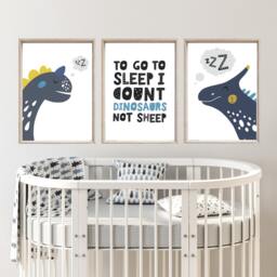 Set Of 3 Dinosaur Prints, Decor, Wall Art, Nursery Quotes, Boys Room Poster, Dino - thumbnail 2