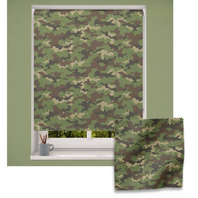 Green Camouflage Roller Blind, Children's Blackout Boy's Roller Blind, Made To Measure - image 1