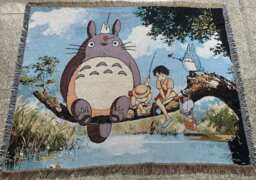 My Neighbor Totoro Woven Tapestry - Anime Forest Spirit Throw, 100% Cotton Wall Art - thumbnail 1