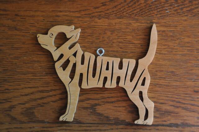 Chihuahua Dog Wooden Decoration Ornament Wood Cut Out