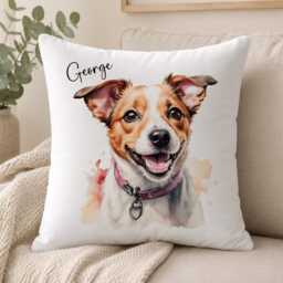 Jack Russell Terrier Personalised Cushion Cover Pillow Case Custom Gift - Pet Gift For Dog Lover Portrait - thumbnail 2