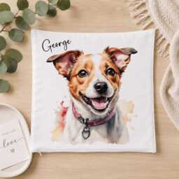 Jack Russell Terrier Personalised Cushion Cover Pillow Case Custom Gift - Pet Gift For Dog Lover Portrait - thumbnail 3