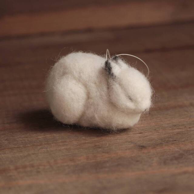 Needle Felted White Bunny Christmas Tree Ornament - Made To Order - image 1