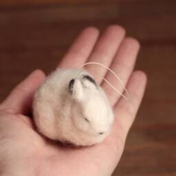 Needle Felted White Bunny Christmas Tree Ornament - Made To Order - thumbnail 2