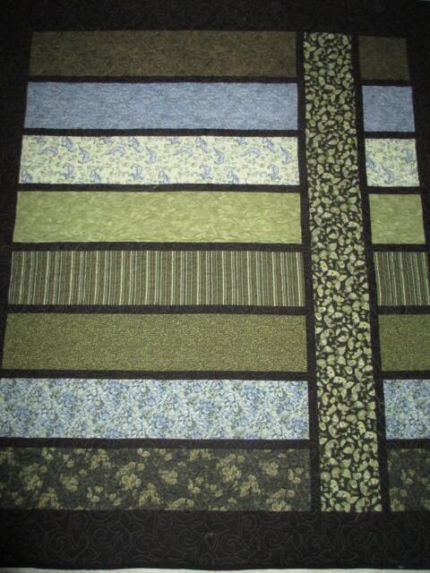 Modern Throw Quilt in Blacks & Greens - image 1