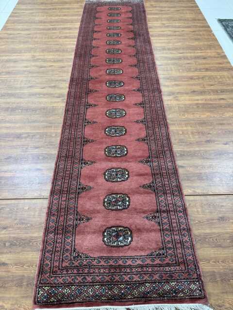 2.6x12 Pink Color Bokhara Rug - Runner Hallway Stairs Bukhara Living Room Woolen Afghan - image 1