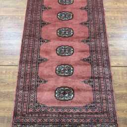 2.6x12 Pink Color Bokhara Rug - Runner Hallway Stairs Bukhara Living Room Woolen Afghan - thumbnail 3