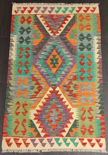 Classic Kilim Rug, Handmade Artisan Afghan Turkish Persian Qashqai Navajo Bohemian Natural Wool Flatweave Multicolour Rug 151x98 cm - image 1