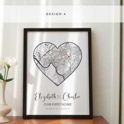 Custom First Home Map Print With Names & Coordinates - Personalised New House Gift Wedding Or Engagement Wall Art - thumbnail 3