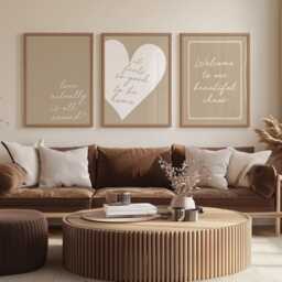 Beige Typography Art Prints - Set Of 3 Minimalist Home Decor - thumbnail 2