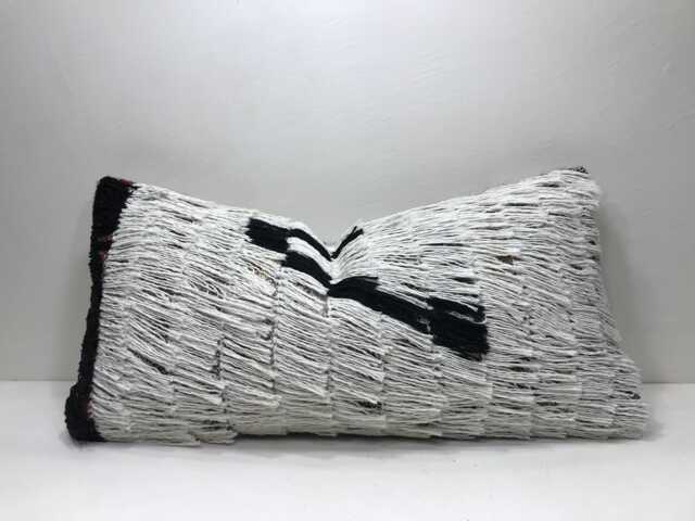 Vintage Kilim Lumbar Pillow, Bohemian Turkish Throw, 12x24 - image 1