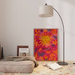 Soleil Colourful Summer Print, Retro Sun Poster, Abstract Modern Decor, Trendy Pink & Yellow Art, Boho Contemporary Aesthetic Art - thumbnail 2