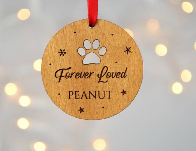 Pet Remembrance Gift, Dog Memorial, Cat Loss Sympathy Gift Personalised Christmas Bauble, Forever Loved - image 1