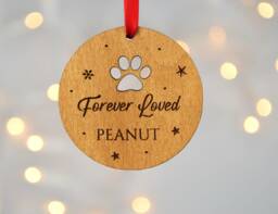 Pet Remembrance Gift, Dog Memorial, Cat Loss Sympathy Gift Personalised Christmas Bauble, Forever Loved - thumbnail 1