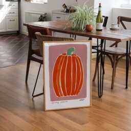 Pumpkin Painting Art Print/Hand Painted Abstract Halloween Colourful Autumn Decor Gallery Wall - thumbnail 3