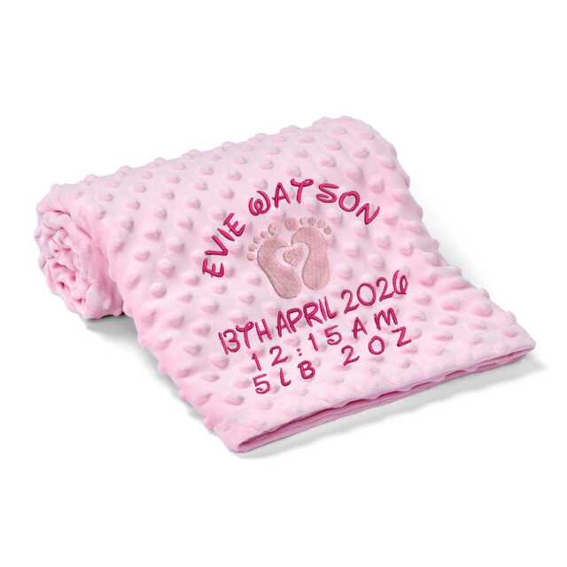 Personalised Baby Blanket With Name, Embroidered Newborn Gift Girl, New Gift, Custom For Boy, Blue Pink Wrap - image 1