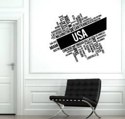Usa Cities Vinyl Wall Decal Words Cloud Lettering Home Room Decor Stickers Mural - #2773Di - thumbnail 1