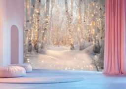 Winter Fairy Wood Wall Mural Fairytale Backdrop Magic Kids Wallpaper Snowy Forest Customizable - thumbnail 2