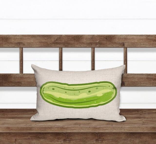 Dill Pickle Lumbar Throw Pillow, 11 X 17 Natural Pillows, Gifts, Food Pillows, Funny Accent Pillow