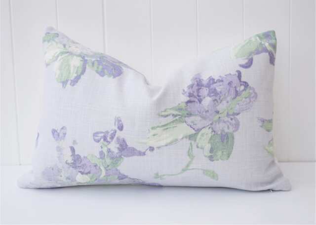 Laura Ashley Floral Cushion Handmade Violetta Silver White Pillow - image 1