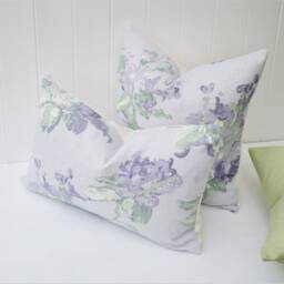 Laura Ashley Floral Cushion Handmade Violetta Silver White Pillow - thumbnail 4