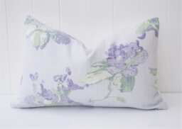 Laura Ashley Floral Cushion Handmade Violetta Silver White Pillow - thumbnail 1