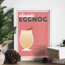 Eggnog Classic Christmas Cocktail Recipe Print - Decor, Bar Prints, Retro Print, Gifts, Cart, Eclectic Kitchen - thumbnail 1