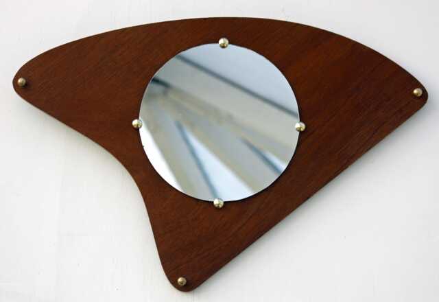 Mid Century Style Mirror - New 45cm Wooden Wall Plaque Atomic Era Design Off The Clocks - image 1