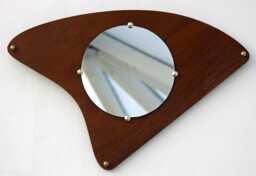 Mid Century Style Mirror - New 45cm Wooden Wall Plaque Atomic Era Design Off The Clocks - thumbnail 1
