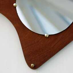 Mid Century Style Mirror - New 45cm Wooden Wall Plaque Atomic Era Design Off The Clocks - thumbnail 3
