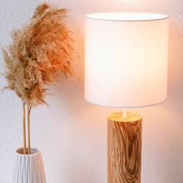 Olive Wood Table Lamp, Bedside Lamp Rustic Decor, Minimalist Decor Scandinavian Night Light - thumbnail 4