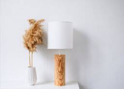 Olive Wood Table Lamp, Bedside Lamp Rustic Decor, Minimalist Decor Scandinavian Night Light