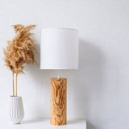 Olive Wood Table Lamp, Bedside Lamp Rustic Decor, Minimalist Decor Scandinavian Night Light - thumbnail 3
