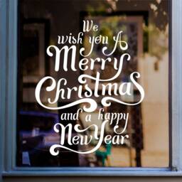 We Wish You A Merry Christmas Window Sticker Xmas Shop Home Decoration Decal - thumbnail 1