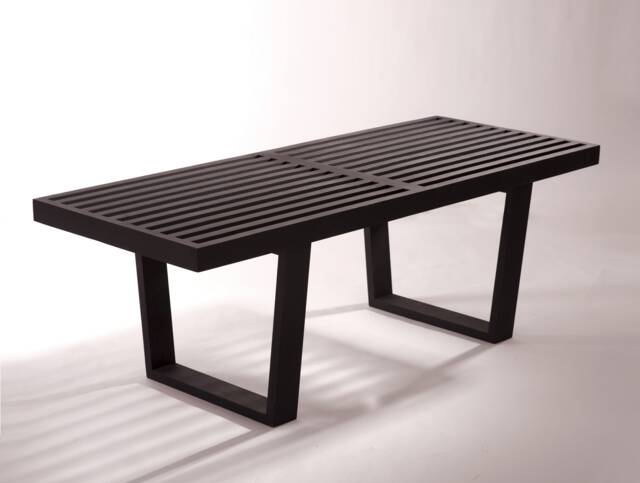 Mid-Century Slatted Bench George Nelson Style. Matte Black - image 1