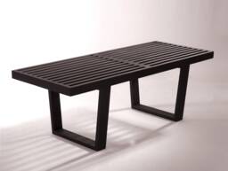 Mid-Century Slatted Bench George Nelson Style. Matte Black