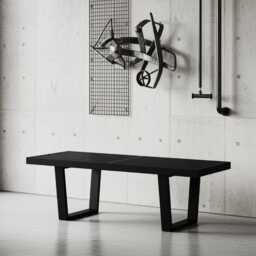 Mid-Century Slatted Bench George Nelson Style. Matte Black - thumbnail 2